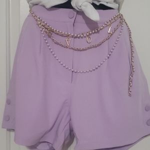 Lilac shorts with LOVE belt